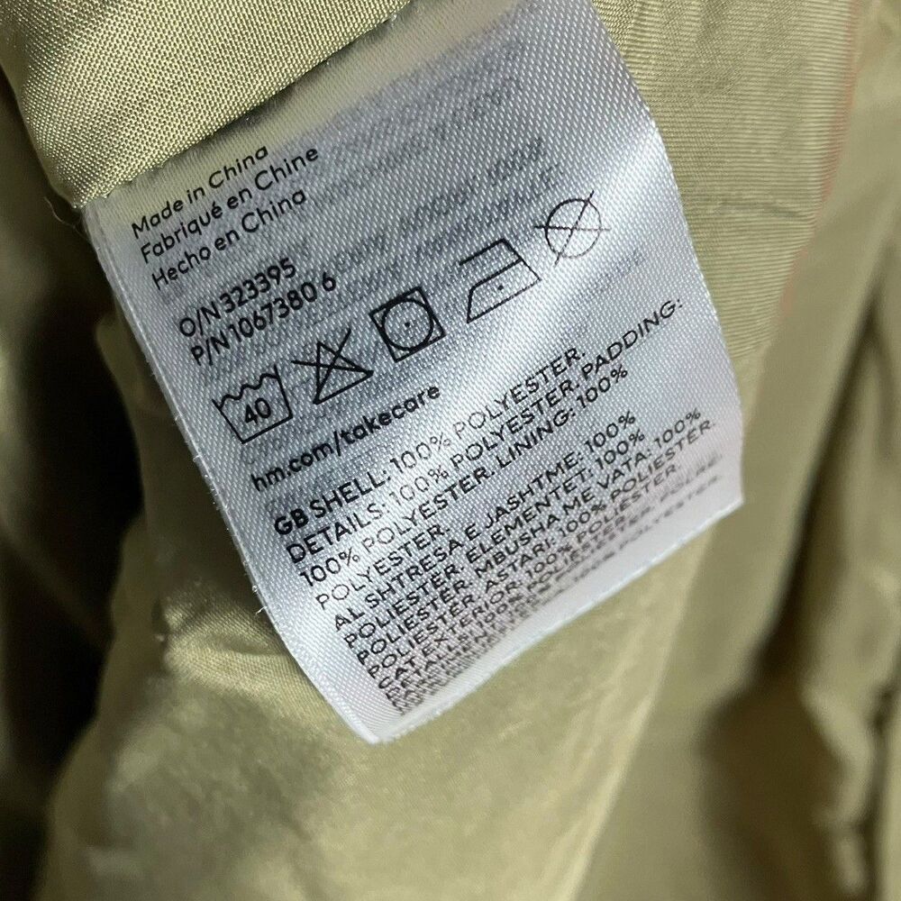 H&M Fleece Jacket Green Sherpa Hooded Zip Up Casual Streetwear - Picture 6 of 10